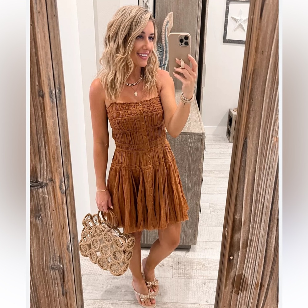 NWT Free People Lausanne Slip Mini Dress in Sienna